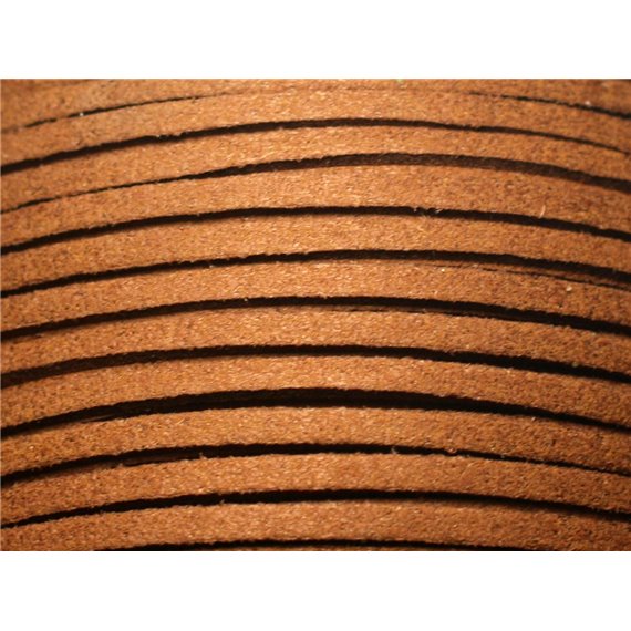 5 mètres - Cordon Lanière Suédine 3x1.5mm Marron Caramel -8741140023031