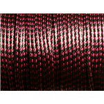 Bobine 90 mètres - Fil Cordon Coton Ciré 2mm Bicolore Noir Rouge Rose