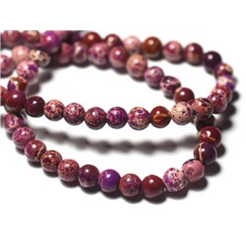 Thread 39cm 65pc approx - Stone Beads - Sedimentary Jasper Balls 6mm Plum Purple