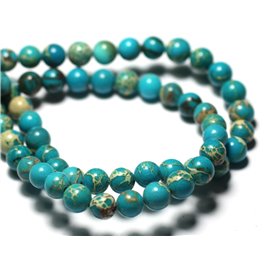 10st - Stenen kralen - Sedimentaire jaspis ballen 6 mm Turquoise Blauw - 8741140028579