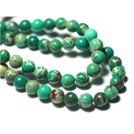 Thread 39cm approx 63pc - Stone Beads - Sedimentary Jasper Balls 6mm Turquoise Green