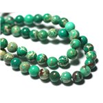 Fil 39cm 63pc env - Perles de Pierre - Jaspe Sédimentaire Boules 6mm Vert Turquoise