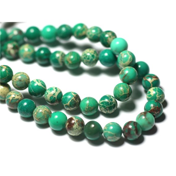 10pc - Perles de Pierre - Jaspe Sédimentaire Boules 6mm Vert Turquoise - 8741140028616