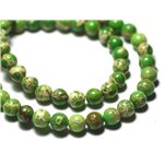 Fil 39cm 63pc env - Perles de Pierre - Jaspe Sédimentaire Boules 6mm Vert Pomme