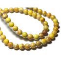 Fil 39cm 63pc env - Perles de Pierre - Jaspe Sédimentaire Boules 6mm Jaune