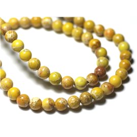 Thread 39cm approx 63pc - Stone Beads - Sedimentary Jasper Balls 6mm Yellow