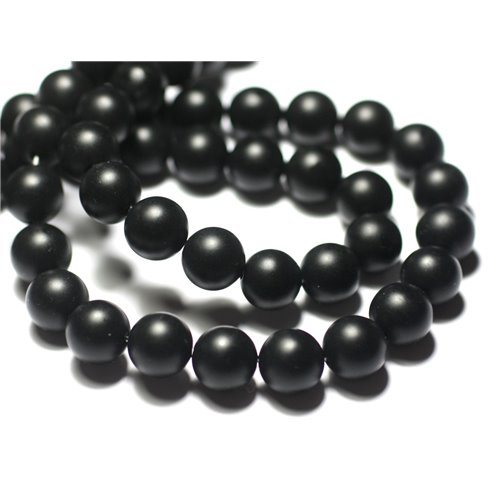 20pc - Perles de Pierre - Onyx noir mat sablé givré ciré Boules 4mm - 8741140028814