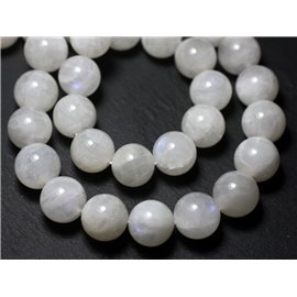 Gewinde ca. 39cm 33pc - Steinperlen - White Rainbow Moonstone Balls 12mm