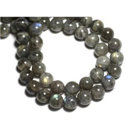 Filo 39 cm 32 pz circa - Perline di pietra - Sfere di labradorite 12 mm