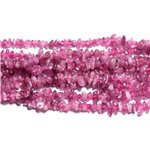 Fil 39cm 150pc env - Perles de Pierre Rocailles Chips Tourmaline Rose 4-11mm