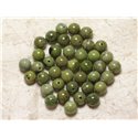 Fil 39cm 45pc env - Perles de Pierre - Jade Nephrite Canada Boules 8mm