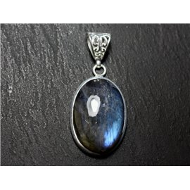 n42 - Pendant Silver 925 and Stone - Labradorite Oval 27x19mm - 8741140027466