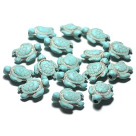 10pc - Synthetic Turquoise Stone Beads - Turtles 19x15mm Turquoise Blue - 7427039727365