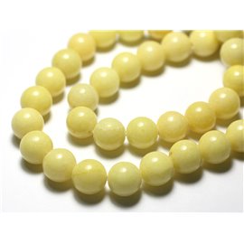 10pc - Cuentas de piedra - Bolas de jade 10 mm Amarillo pastel claro - 7427039727471