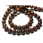 Fil 39cm 49pc env - Perles de Pierre - Oeil de Fer Marron Boules 8mm