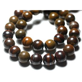 Thread 39cm 32pc approx - Stone Beads - Iron Eye Brown Balls 12mm