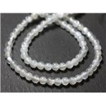 Fil 39cm 104pc env - Perles de Pierre - Pierre de Lune orientale Boules 3-4mm Blanc gris irisé