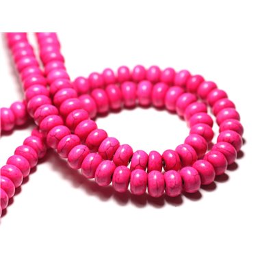 Fil 39cm 160pc env - Perles de Pierre Turquoise Synthèse Rondelles 4x2mm Rose Fluo