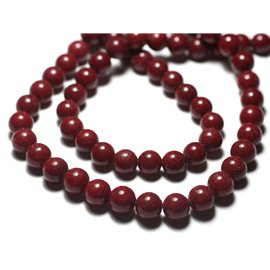 Hilo 39cm aprox 50pc - Cuentas de Piedra - Bolas de Jade 8mm Rojo Burdeos 