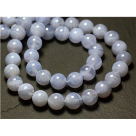 Thread 39cm approx 45pc - Stone Beads - Blue Chalcedony Balls 8mm