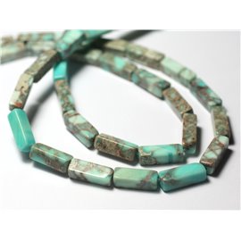 Thread 39cm 26pc approx - Stone Beads - Sedimentary Jasper Rectangles Tubes 14x4mm Blue Turquoise Beige