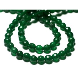 Thread 39cm 62pc approx - Stone Beads - Jade Faceted Balls 6mm Empire Green