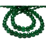 Fil 39cm 62pc env - Perles de Pierre - Jade Boules Facettées 6mm Vert Empire