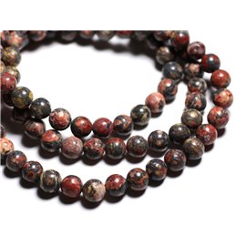 Thread 39cm approx 90pc - Stone Beads - Leopard Jasper Balls 4mm