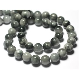 Thread 39cm 67pc approx - Stone Beads - Eagle Eye Tiger Eye Gray Falcon Balls 6mm