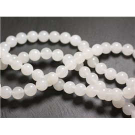 Hilo 39cm 37pc aprox - Cuentas de Piedra - Bolas de Jade 10mm Blanco Transparente