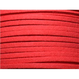 Haspel ongeveer 90 meter - Suède lanyard 3 mm rood fluo koraal