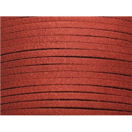 Bobina 90 metri circa - Cordino in pelle scamosciata 3mm marrone rosso mattone