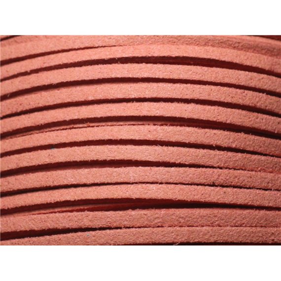 Bobine 90 mètres env - Cordon Lanière Suédine 3mm Marron Rouge Terre de Sienne - 7427039730679