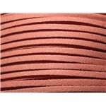 Bobine 90 mètres env - Cordon Lanière Suédine 3mm Marron Rouge Terre de Sienne - 7427039730679