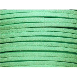 Carrete de 90 metros - Cordón de gamuza 3 mm Verde menta Turquesa - 7427039730709