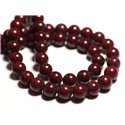 Fil 39cm 40pc env - Perles de Pierre - Jade Boules 10mm Rouge Bordeaux