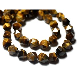 Faden ca. 39 cm - Steinperlen - Tiger Eye Facettierte Nuggets 9-10 mm