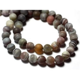 4pc - Cuentas de piedra - Botswana Agate Matte Brown Sandblasted Frosted Balls 8mm - 7427039731300