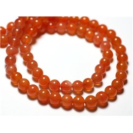 Faden 39cm ca. 70pc - Steinperlen - Orange Chalcedon Kugeln 5-6mm