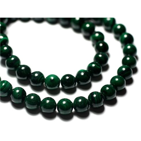 10pc - Perles de Pierre - Malachite verte naturelle Boules 3mm - 7427039731447