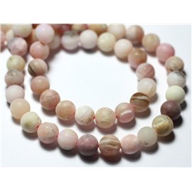 Thread 39cm 50pc approx - Stone Beads - Pink Opal Matte Sanded Frosted Balls 8mm