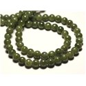 30pc - Perles de Pierre - Jade Boules 4mm Vert Kaki - 7427039732147