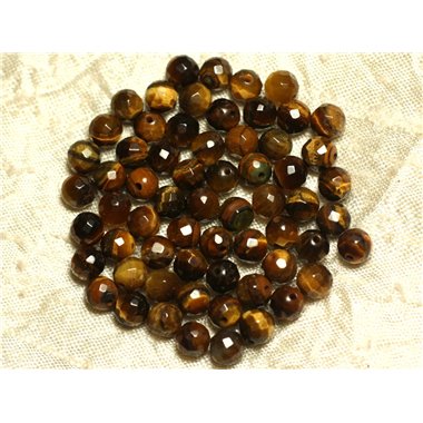 10pc - Perles de Pierre - Oeil de Tigre Facetté 6mm   4558550023117