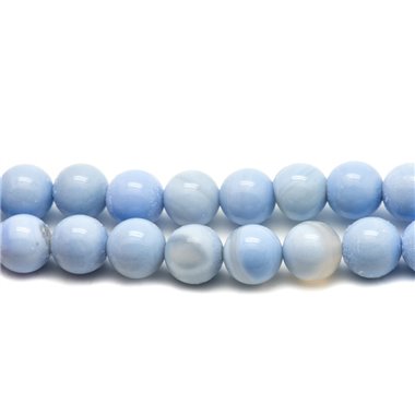 Fil 39cm 45pc env - Perles de Pierre - Agate Boules 8mm Bleu vert turquoise blanc