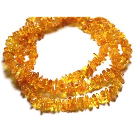 Fil 40cm 130pc env - Perles de Pierre Ambre naturelle Rocailles Chips 5-9mm Orange