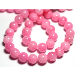 Fil 39cm 63pc environ - Perles Pierre - Jade Boules 6mm Rose bonbon