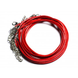 1pc - Appret Accessoire Collier Tour de Cou Coton ciré Rouge Cerise et Acier 304L Longueur au choix - 7427039740043