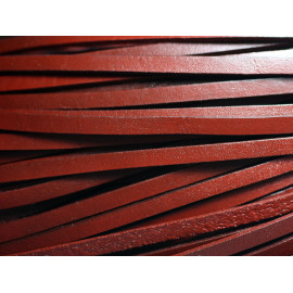 1 metre - Corde Cordon Lanière Cuir Véritable 5x2mm Marron Rouge - 7427039740326