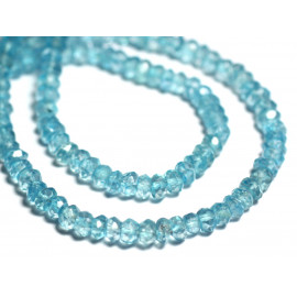 Fil 33cm 130pc environ - Perles Pierre Topaze Swiss Rondelles Facettées 3-4mm bleu ciel turquoise