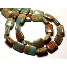 Thread 39cm 21pc approx - Stone Beads - Jasper Aqua Terra Sediment Oval 18x13mm